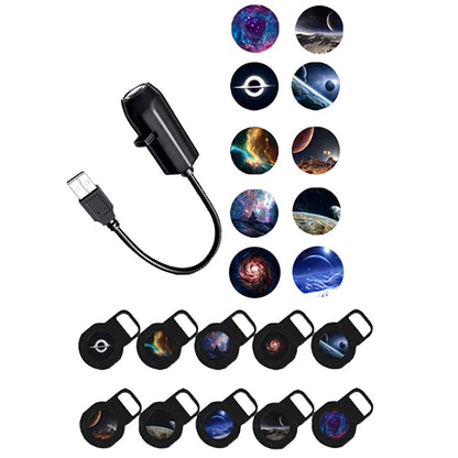 1Pc LED Galaxy Projection Light 1 Light+10 Pictures Change, LED Galaxy Projector, Starry Sky Lighting Night Light‘