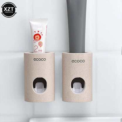 Toothpaste Dispenser Wall Mount Bathroom Waterproof Toothpaste Squeezer Toothbrush Holde Bathroom Accessories