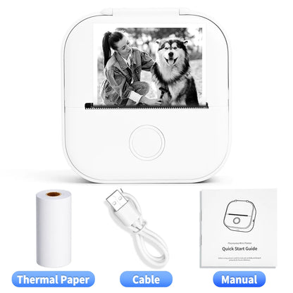 Compact Mini Thermal Printer T02 - Pocket-Sized DIY Label Maker with Self-Adhesive Sticker Capability