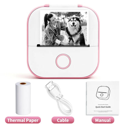 Compact Mini Thermal Printer T02 - Pocket-Sized DIY Label Maker with Self-Adhesive Sticker Capability