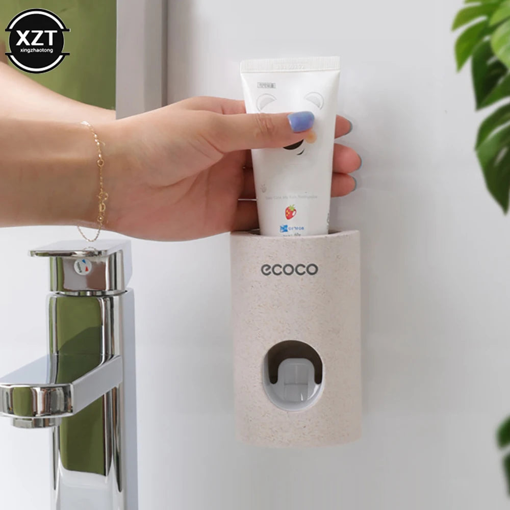 Toothpaste Dispenser Wall Mount Bathroom Waterproof Toothpaste Squeezer Toothbrush Holde Bathroom Accessories