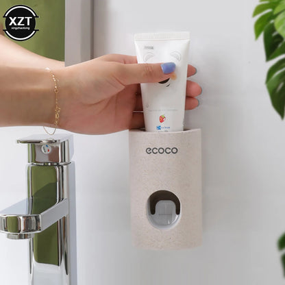 Toothpaste Dispenser Wall Mount Bathroom Waterproof Toothpaste Squeezer Toothbrush Holde Bathroom Accessories
