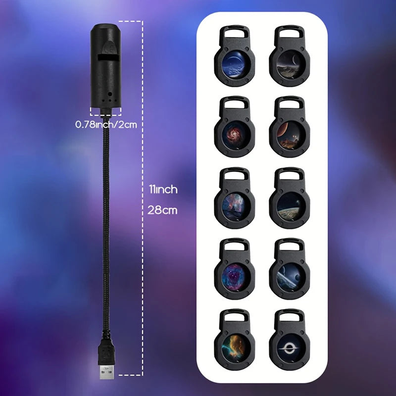 1Pc LED Galaxy Projection Light 1 Light+10 Pictures Change, LED Galaxy Projector, Starry Sky Lighting Night Light‘
