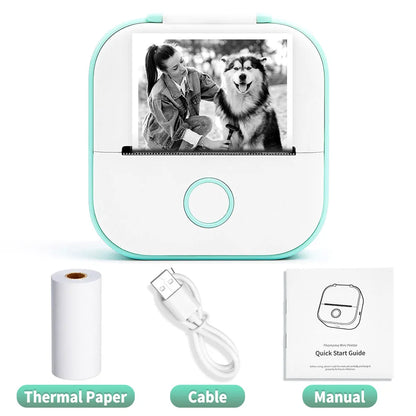 Compact Mini Thermal Printer T02 - Pocket-Sized DIY Label Maker with Self-Adhesive Sticker Capability