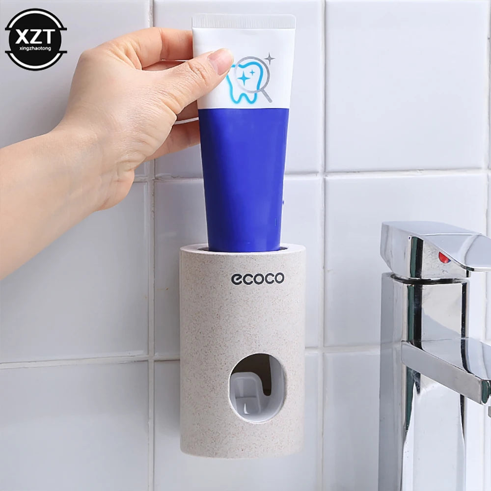 Toothpaste Dispenser Wall Mount Bathroom Waterproof Toothpaste Squeezer Toothbrush Holde Bathroom Accessories