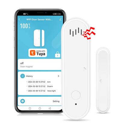 Wifi or Zigbee Window Door Sensor with Battery Smart Home Security Alarm System Voice Control via Alexa Google Home Smart